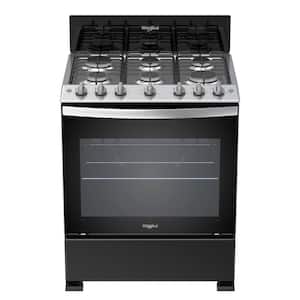 30 in. 5.1 cu. ft. 6-Burner Gas Range with Self-Cleaning in Black