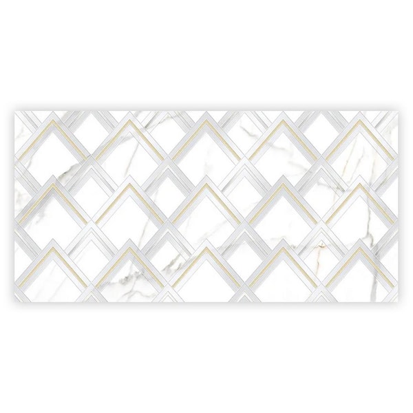 Strata 24 in. x 48 in. Polished White and Gold Porcelain Large Format Wall Tile (7.75 sq. ft./Case) - 1 Pack