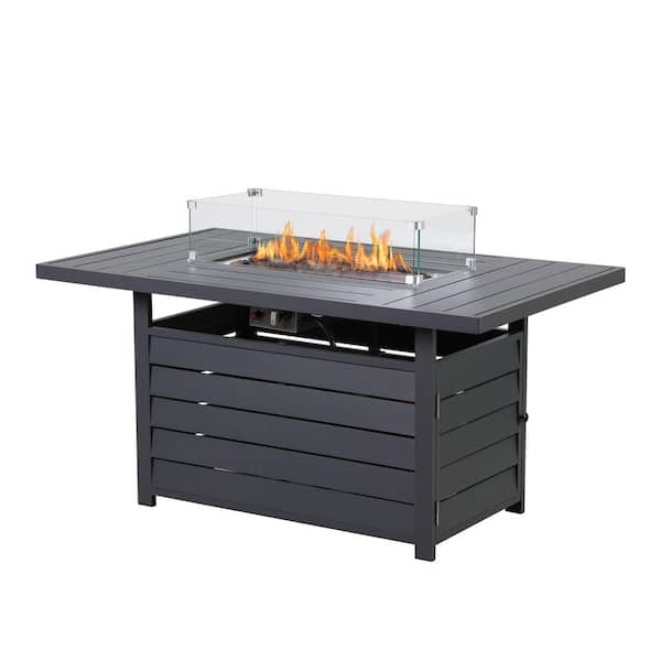 SUNVIVI 54 in. Propane Fire Pit Table 50,000 BTU, Gray
