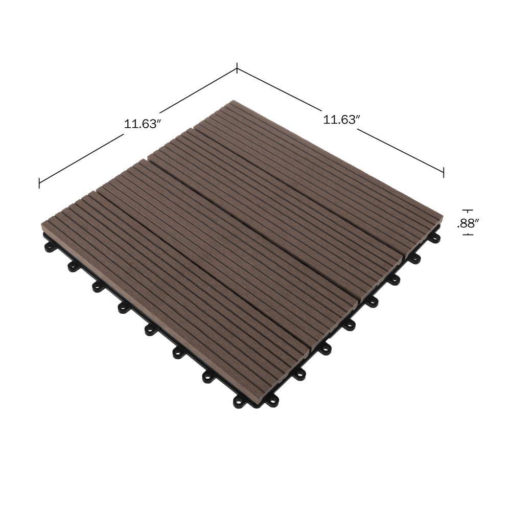 Mocha Brown Interlocking Composite Deck Tiles for Outdoor Flooring