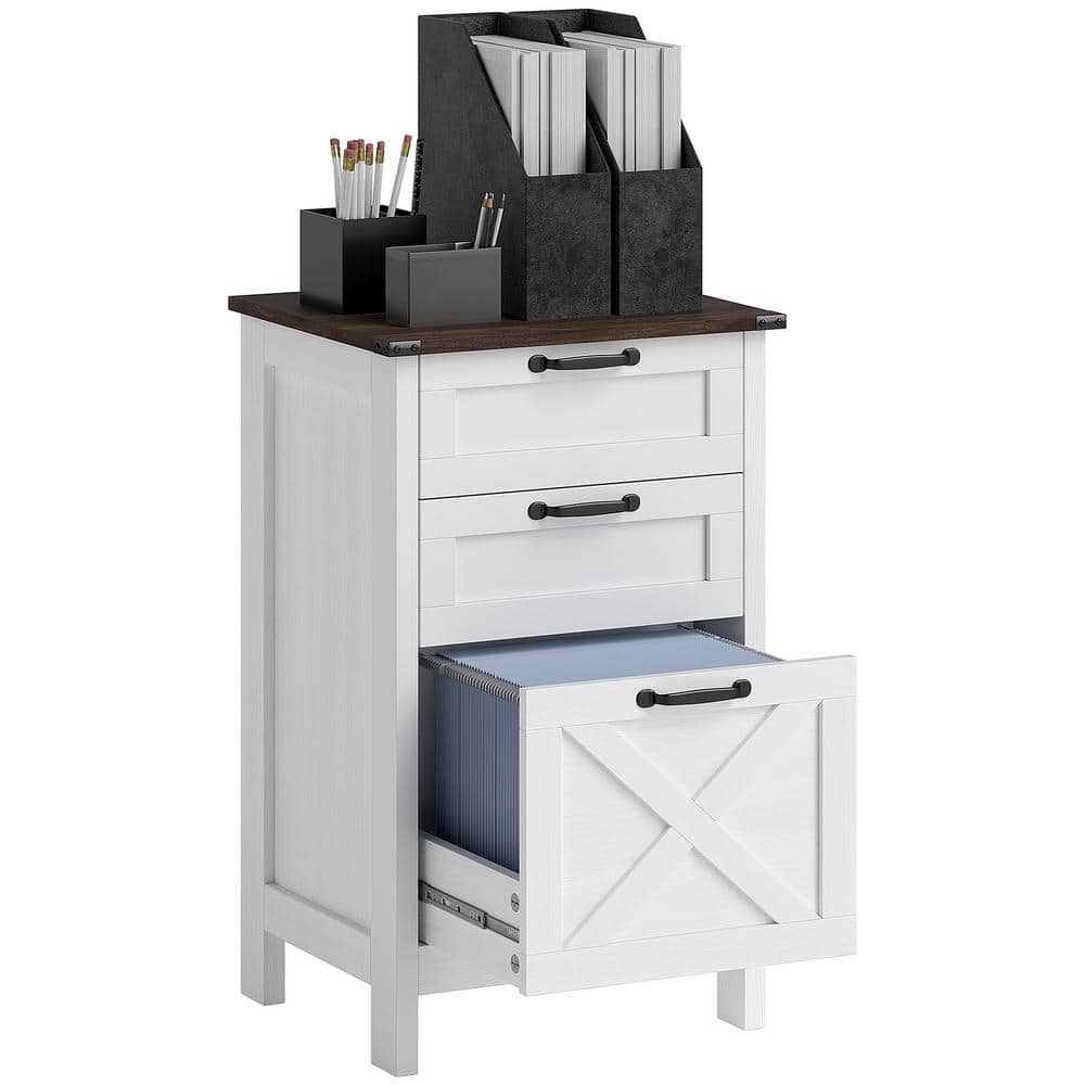 3-Drawer White Wood 18.1 in. Vertical File Cabinet, Filing Cabinet for Hanging A4/Letter Size