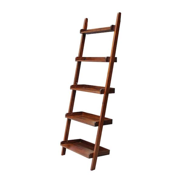 International Concepts 75.5 in. Espresso Wood 5-shelf Ladder Bookcase