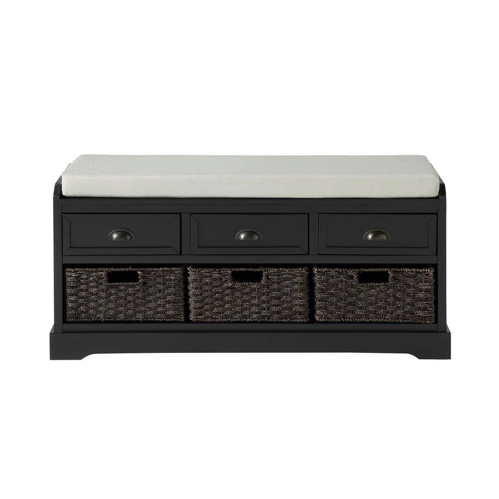 Black rattan storage deals bench