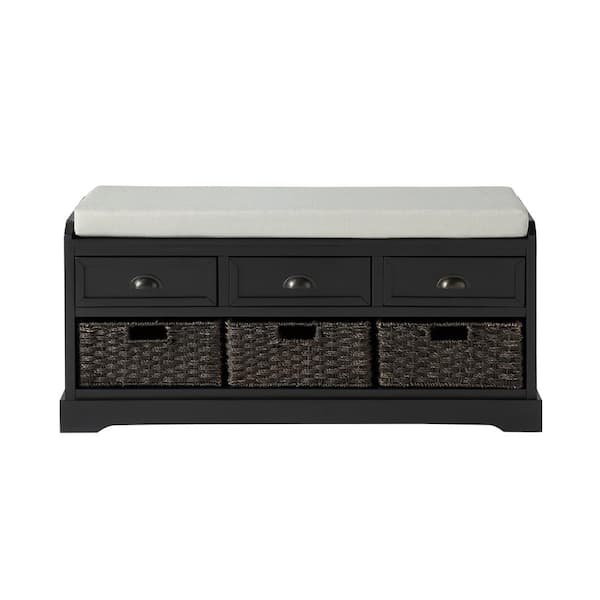 Black wicker storage online bench