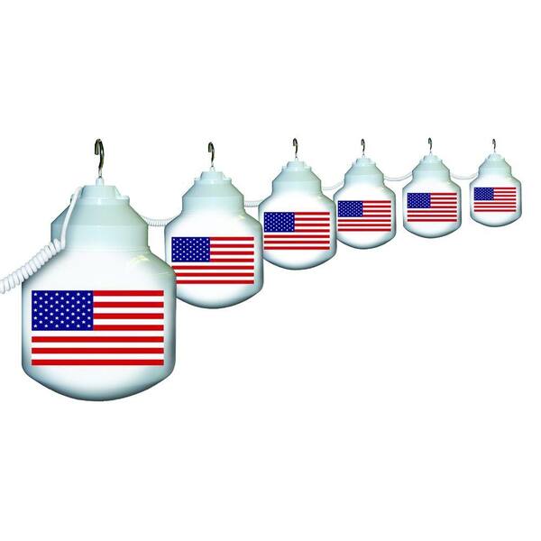Polymer Products 6-Light Outdoor White American Flag String Light Set
