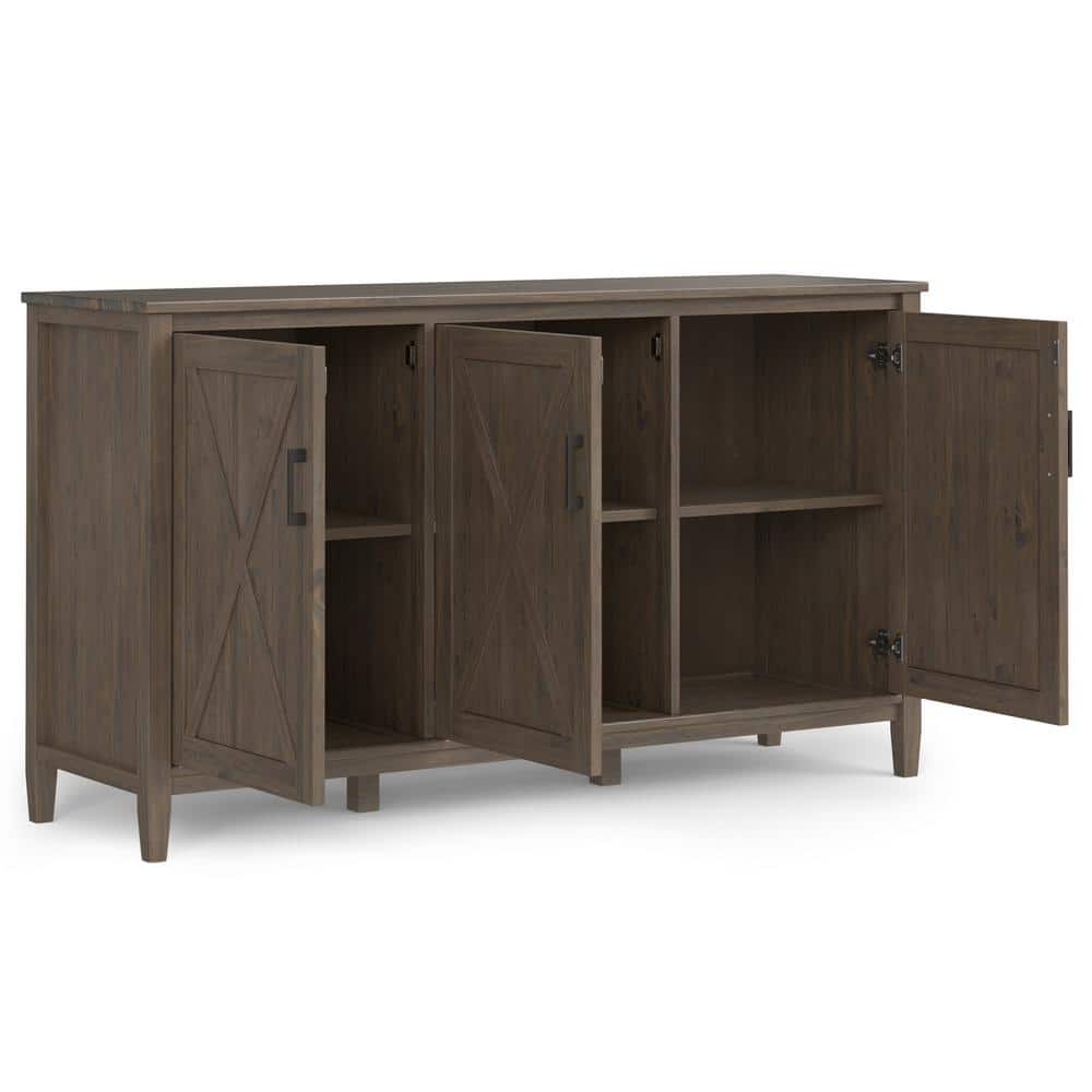 Ela 60" Smoky Brown Solid Wood Storage Cabinet with Adjustable Shelves