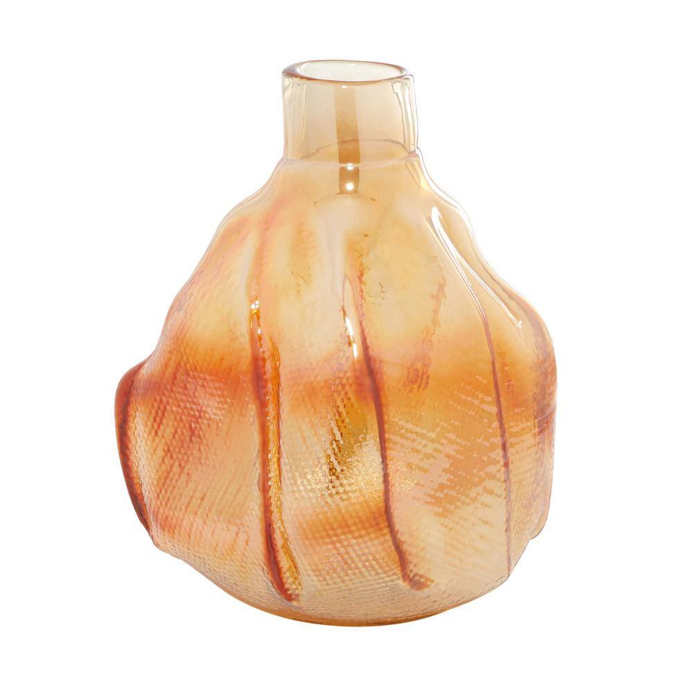 Gold and Clear Glass Table Vase with Bouquet Design