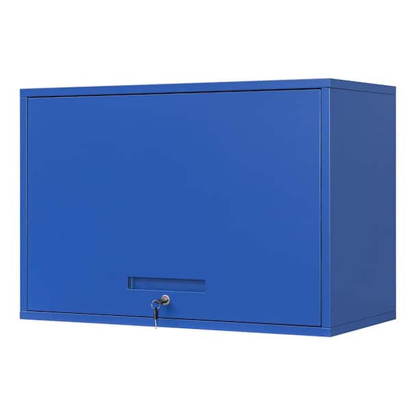 Teamson Kids Blue 31.5 in. W x 21.6 in. H x 15.7 in. D Steel Garage Wall Cabinet with 2 Shelves Tool Cabinet for Basement Warehouse