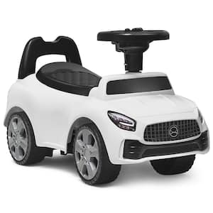 White Foot-to-Floor Kids Ride-On Push Car with Horn and Music