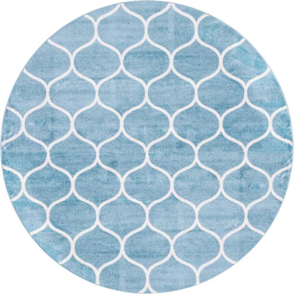 Trellis Frieze Collection Area Rug - Rounded (7 ft. 10 in. Round Light Blue/Ivory) price history on PriceWatchPro