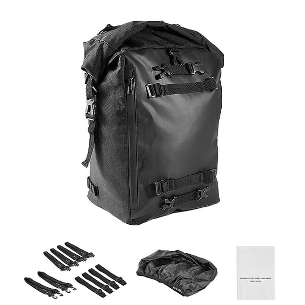 Motorcycle Tail Bag, 30 L Motorcycle Rear Seat Bag with Sports Motorbike Luggage Storage Trunk Rack Backpack, Black