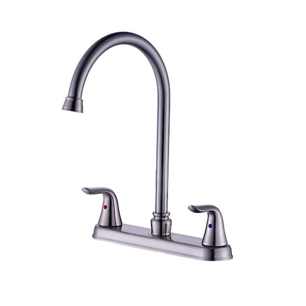 Aosspy 8 in. Widespread Deck Mounted Double Handle Bathroom Faucet in Nickel
