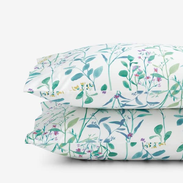 The Company Store Legends Hotel Spring Floral Vine Wrinkle-Free Sateen White Multi Sateen Standard Pillowcase (Set of 2)