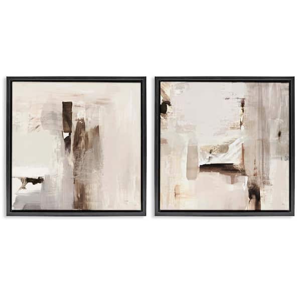 Stupell Industries Neutral Forms on Beige by Susan Jill 2-Pieces Black Floater Frame Abstract Graphic Art Print 25 in. x 25 in.