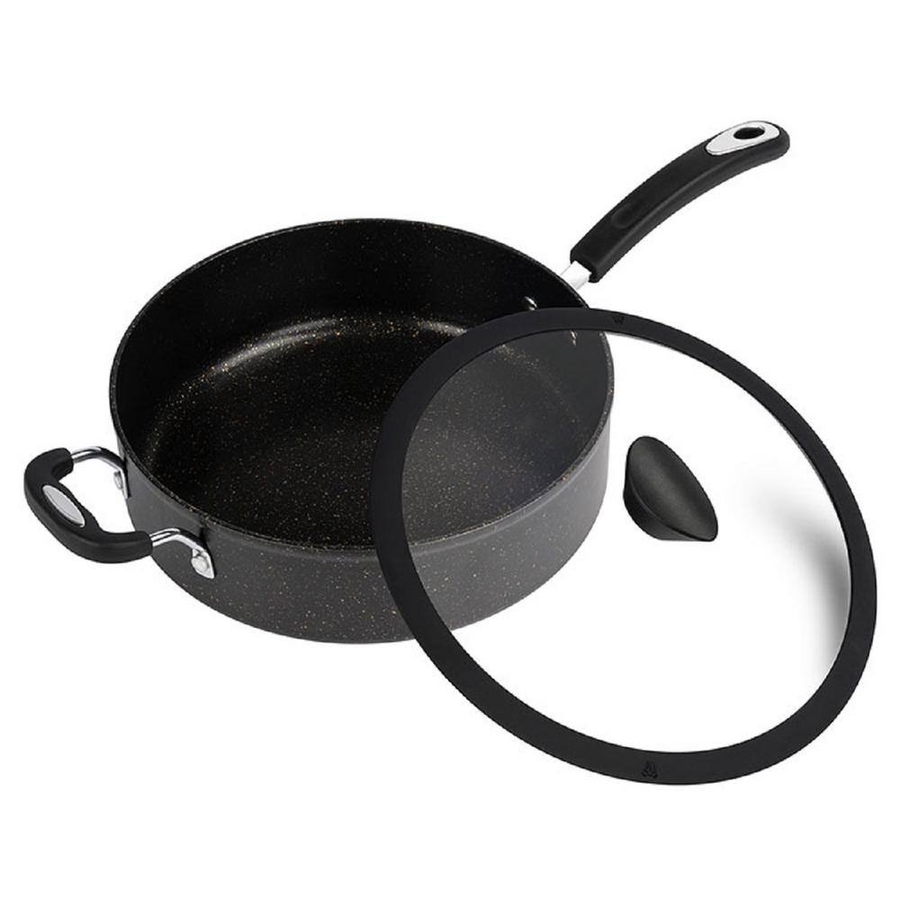 5.3 qt. Stone Layered with Aluminum Core Nonstick Saucepan in Obsidian Gold