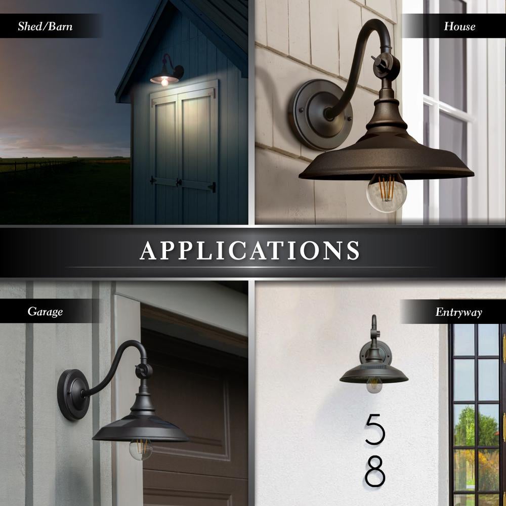 Dark Bronze Solar LED Barn Light with Gooseneck