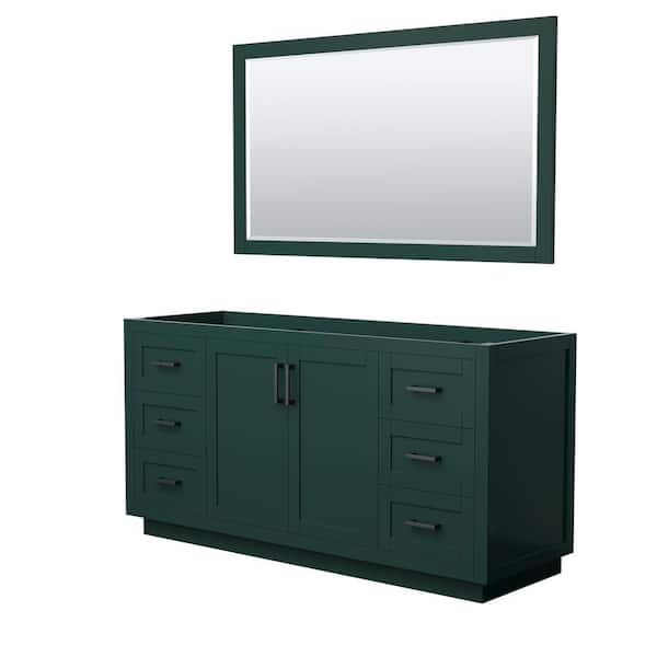 Wyndham Collection Miranda 65.25 in. W x 21.75 in. D x 33 in. H Single Sink Bath Vanity Cabinet without Top in Green with 58 in. Mirror