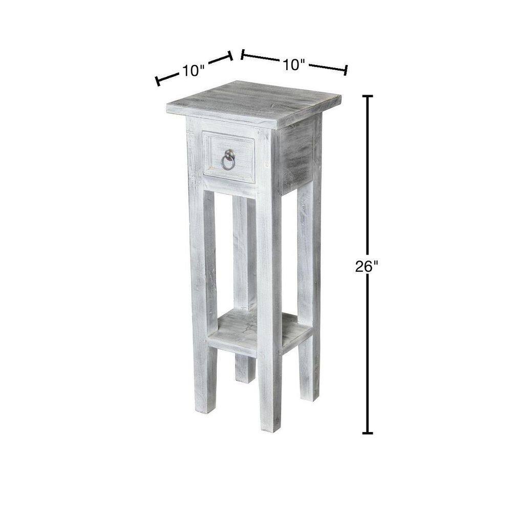Sutter Whitewash Square Wood Accent Table with Storage