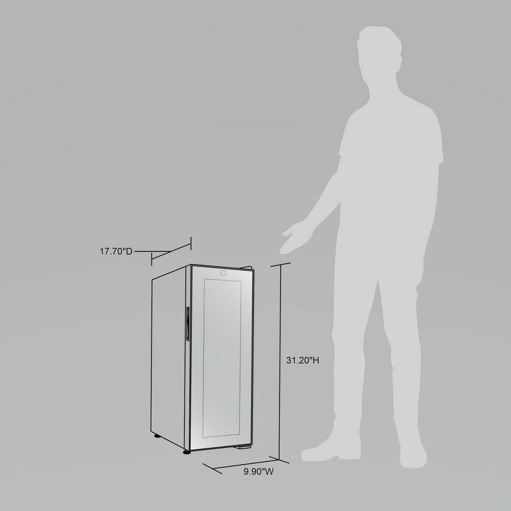 Newair Black Mirrored Glass Freestanding Wine Refrigerator