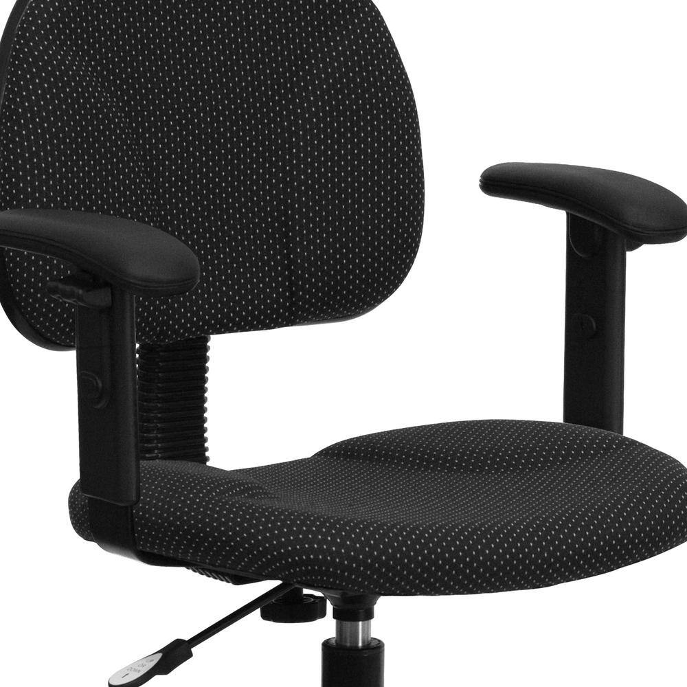 Ergonomic Black Patterned Fabric Drafting Chair with Swivel Base