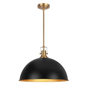 1-Light Modern Black Single Pendant Light with Metal Dome Shade for Kitchen Island