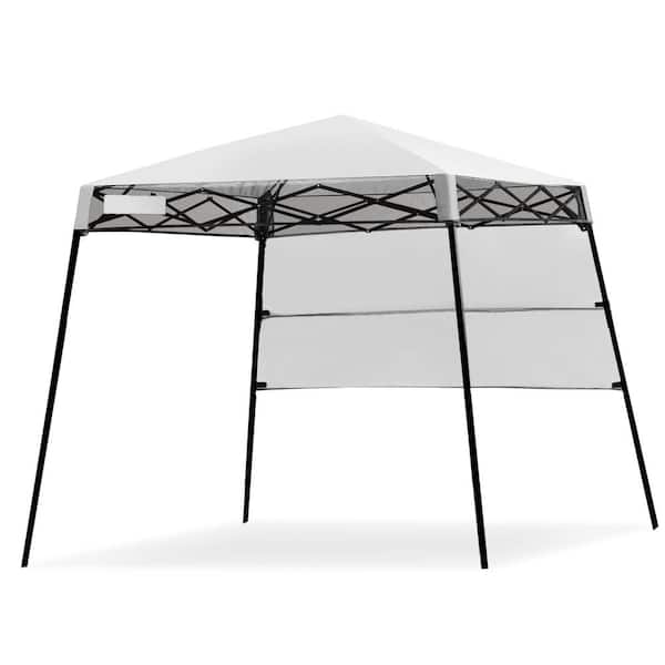 Costway Adjustable Portable 7 ft. x 7 ft. White Pop-Up Canopy Tent Shelter