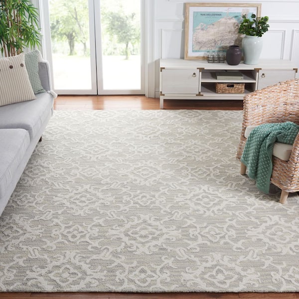 Blossom 10 ft. x 14 ft. Gray/Ivory Oriental Area Rug