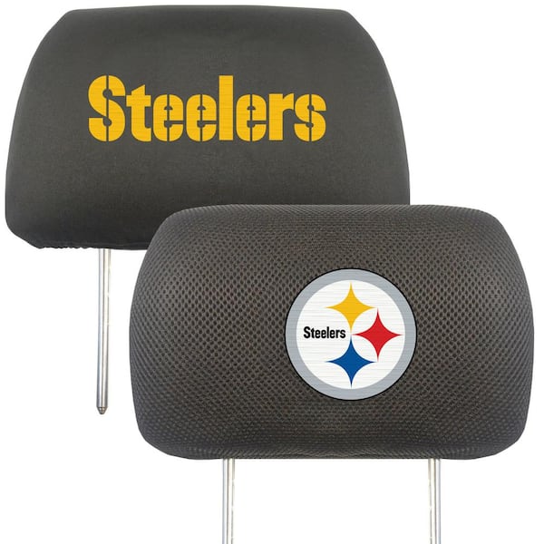 HOUKIG 2pcs of Steelers Car Headrest Covers Embroidered Accessories Fit for SUVs,Cars,Trucks.