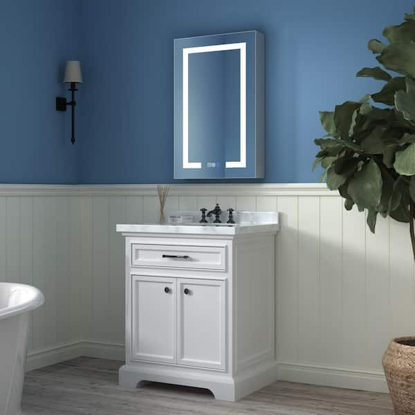 ExBrite Bathroom Light Narrow Medicine Cabinets with Vanity Mirror Recessed  or Surface 20 x 32 Inch 