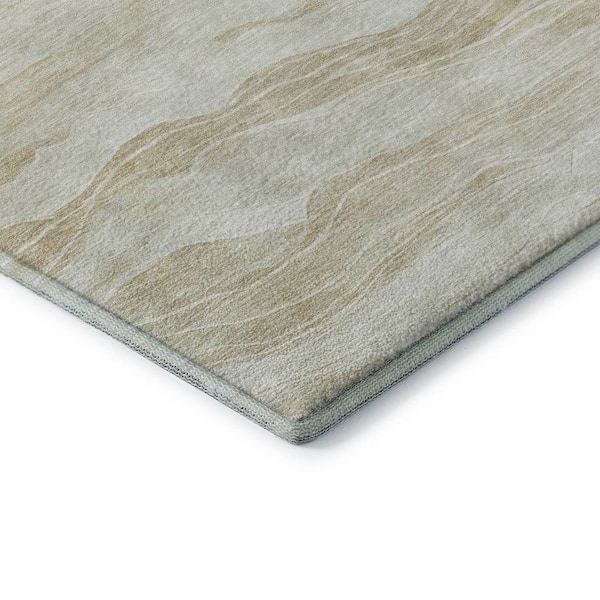 Mayfield Premium Machine Washable Abstract AMF1246 Beige 2 ft. 3 in. x 7 ft. 6 in. Runner Rug