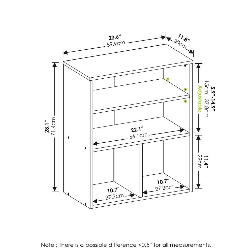White Adjustable 4-Shelf Contemporary Wood Bookcase