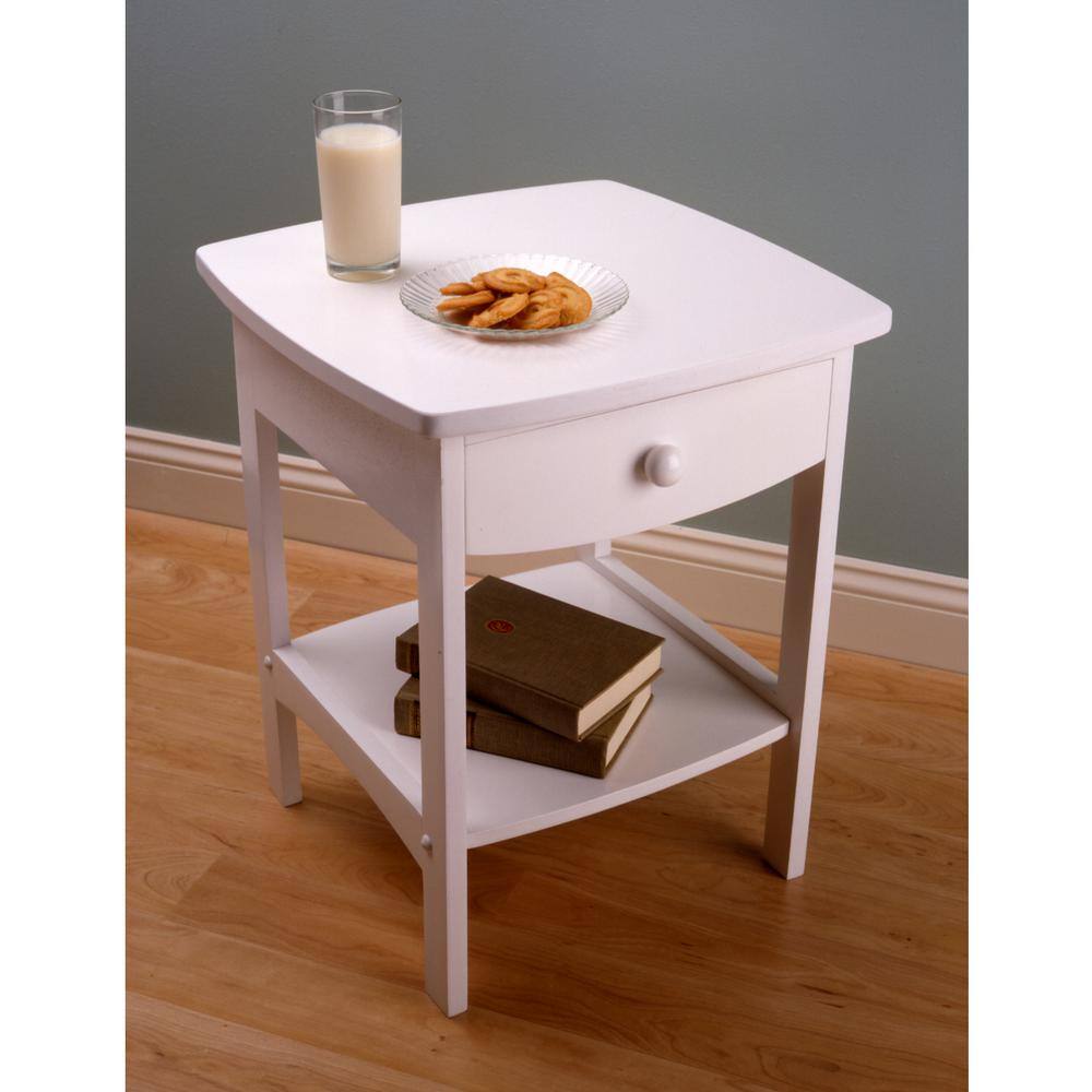 Elegant Claire White Solid Wood Square Nightstand with Storage