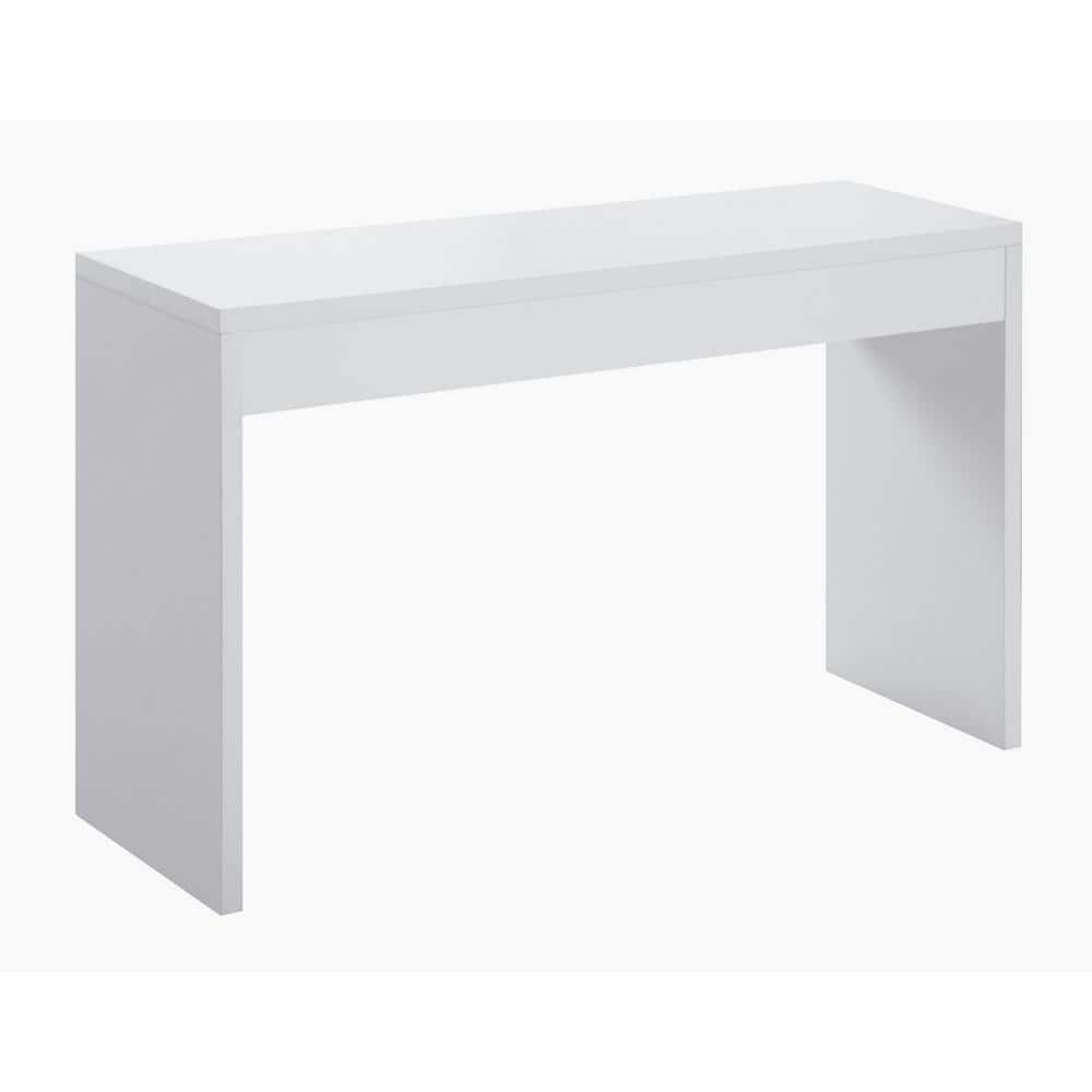 Modern White Melamine 48" Console Table with Faux Marble Finish