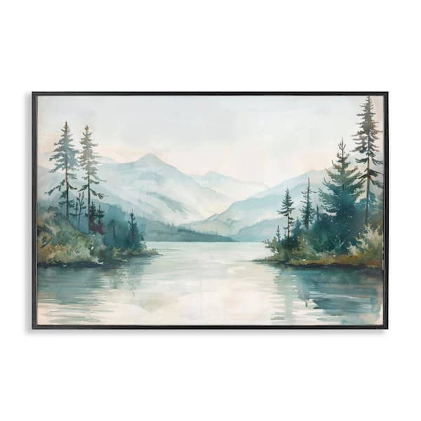 Stupell Industries Mountain Lake in Springtime by LSR Design Studio Black Framed Nature Giclee Art Print 12 in. x 18 in.