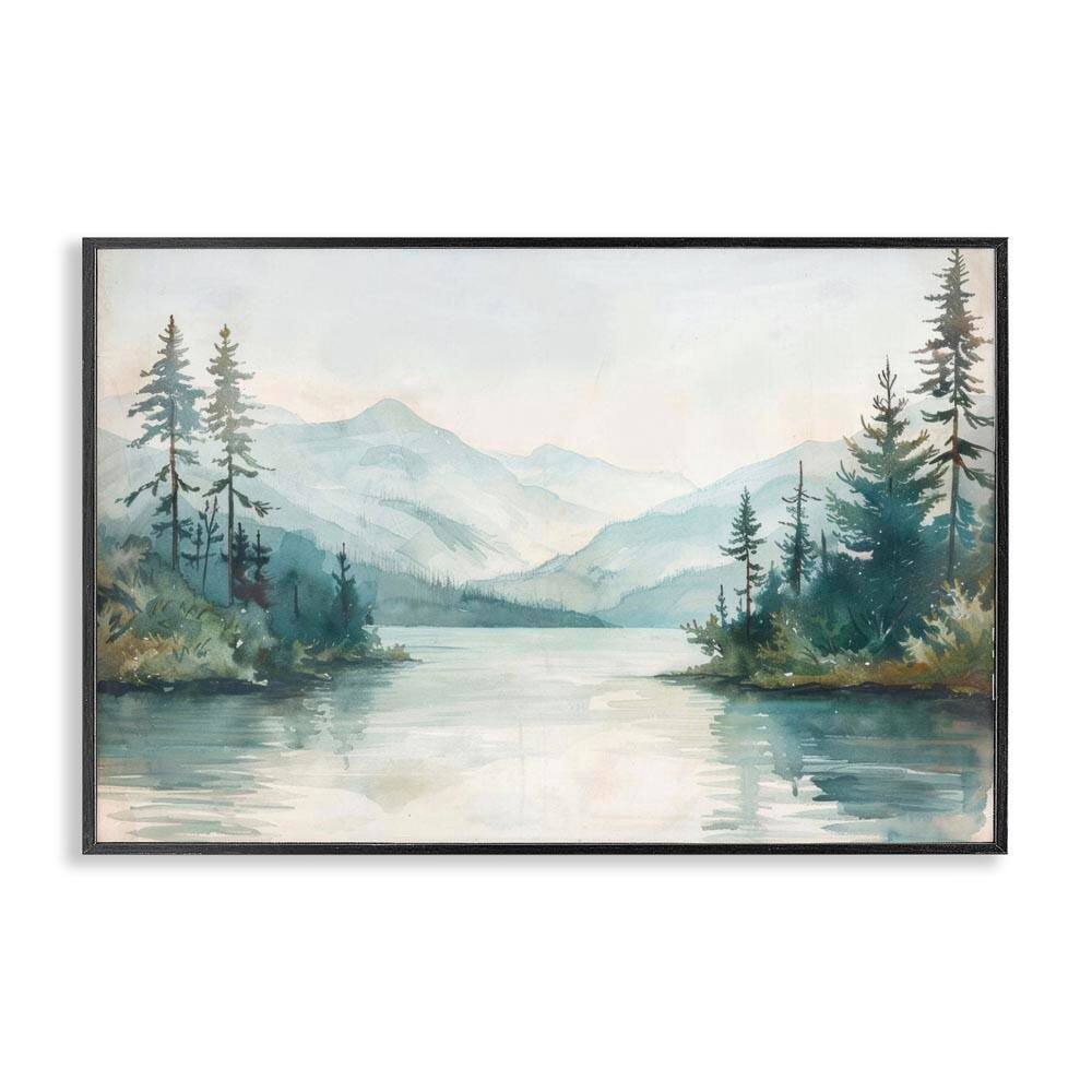 Mountain Lake in Springtime by LSR Design Studio Black Framed Nature Giclee Art Print 20 in. x 30 in. price history on PriceWatchPro