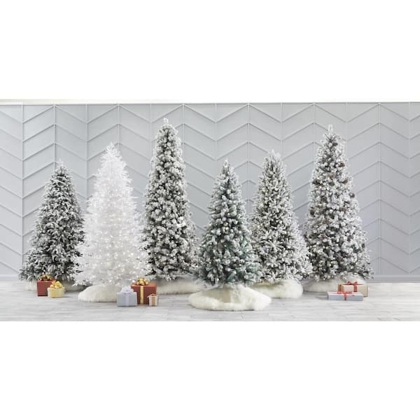 Home Accents Holiday 9 ft. Pre-Lit LED Flocked Lexington Pine