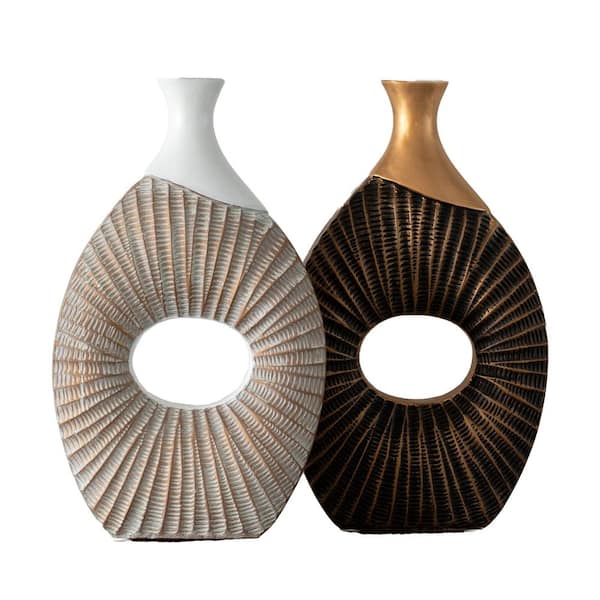 19 in. Farmhouse Vase-Decorative Piece for Boho Kitchen, Bedroom Table, Home Office, Living Room or Shelf (Set of 2)
