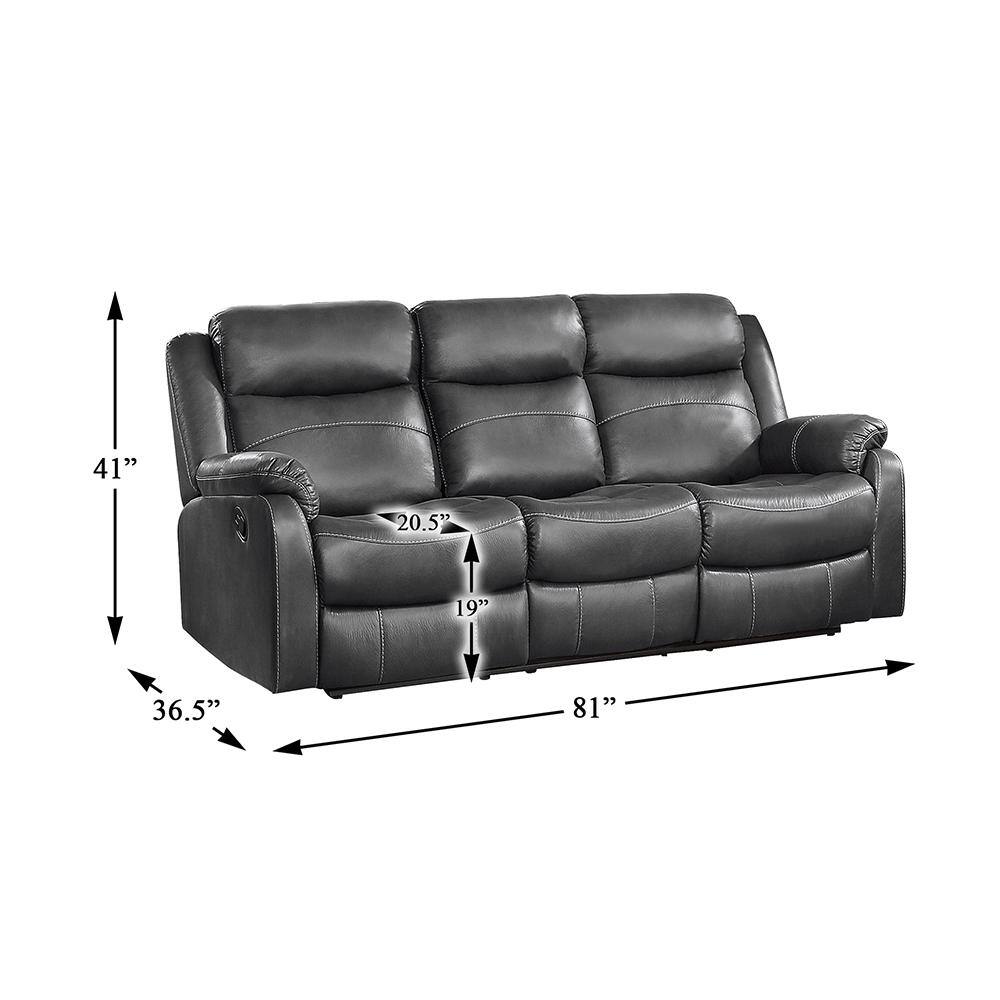 Gray Microfiber Manual Reclining Sofa with Cup Holders and Storage