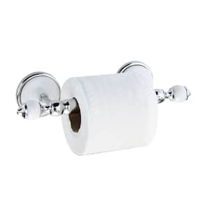 ARORA Toilet Paper Holder with Stainless Steel Roller in White Porcelain and Polished Chrome
