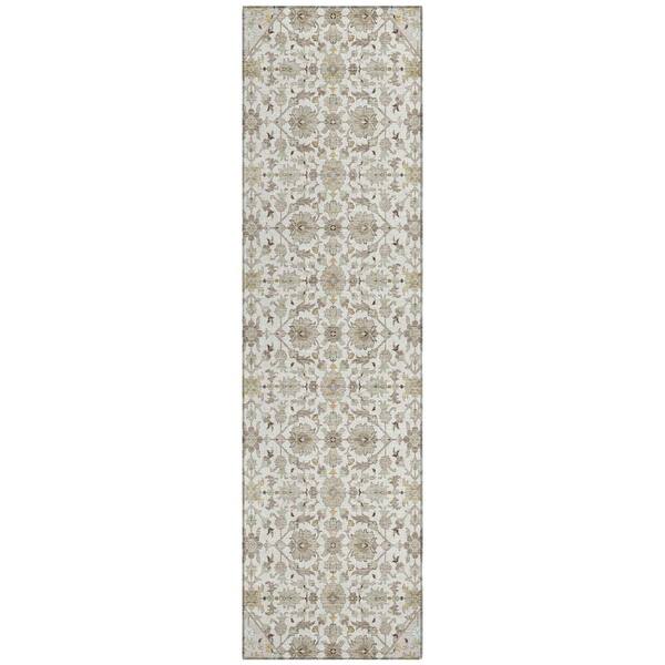 Chantille Machine Washable Indoor/Outdoor Abstract ACN3046 Ivory 2 ft. x 7 ft. Runner Rug