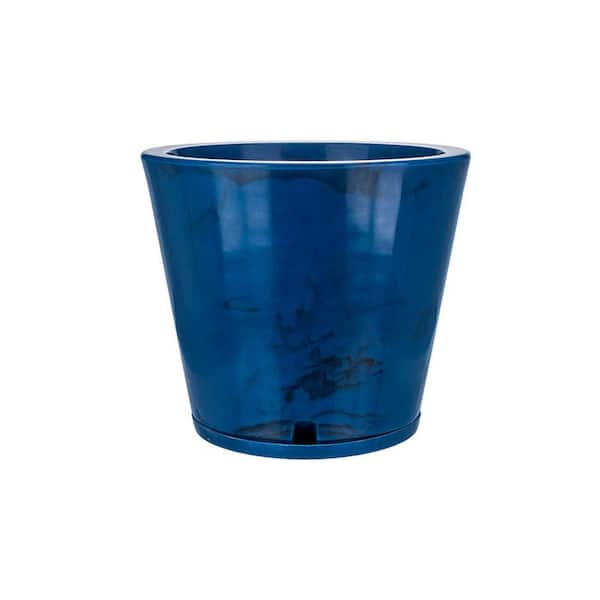 Genebra Small Blue Marble Effect Plastic Resin Indoor and Outdoor Planter Bowl