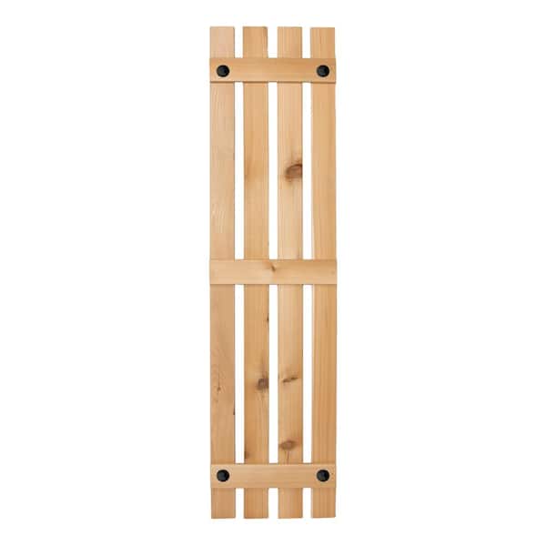 Design Craft MIllworks Grayson 15 in. x 48 in. Cedar Spaced Board and Batten Shutters Pair in Natural