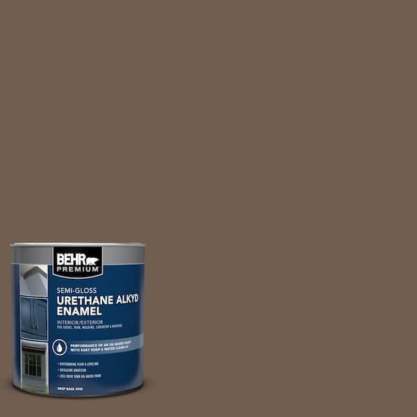 BEHR PREMIUM 1 qt. #PFC-35 Rich Brown Semi-Gloss Enamel Urethane Alkyd Interior/Exterior Paint