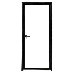 Teza Interior Door 37.5 in. x 80 in. Matte Black Aluminum Single Door Full Lite Right Hand Inswing with Magnetic Lock