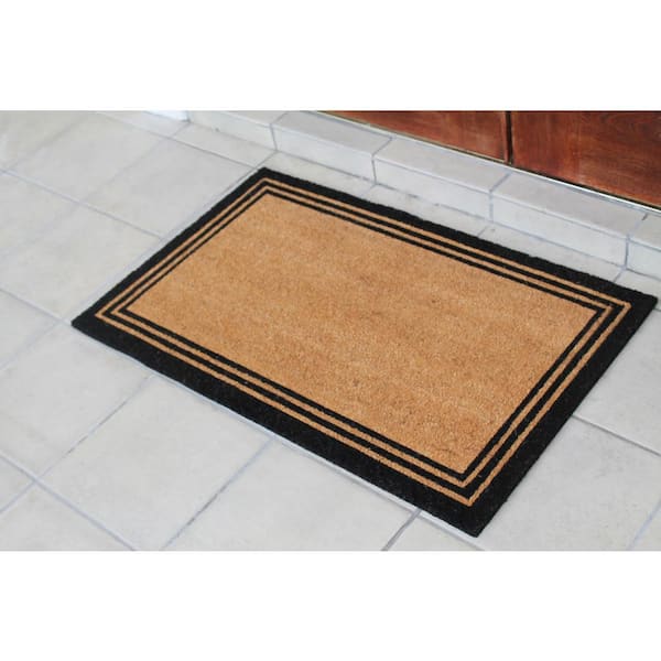 A1HC Black/Beige 24 in x 39 in Coir PVC Classic Border Heavy Duty Boot Scrapper Doormat