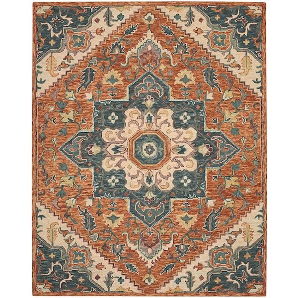 Nourison Bahari Rust 8 ft. x 10 ft. Persian Medallion Traditional Area Rug