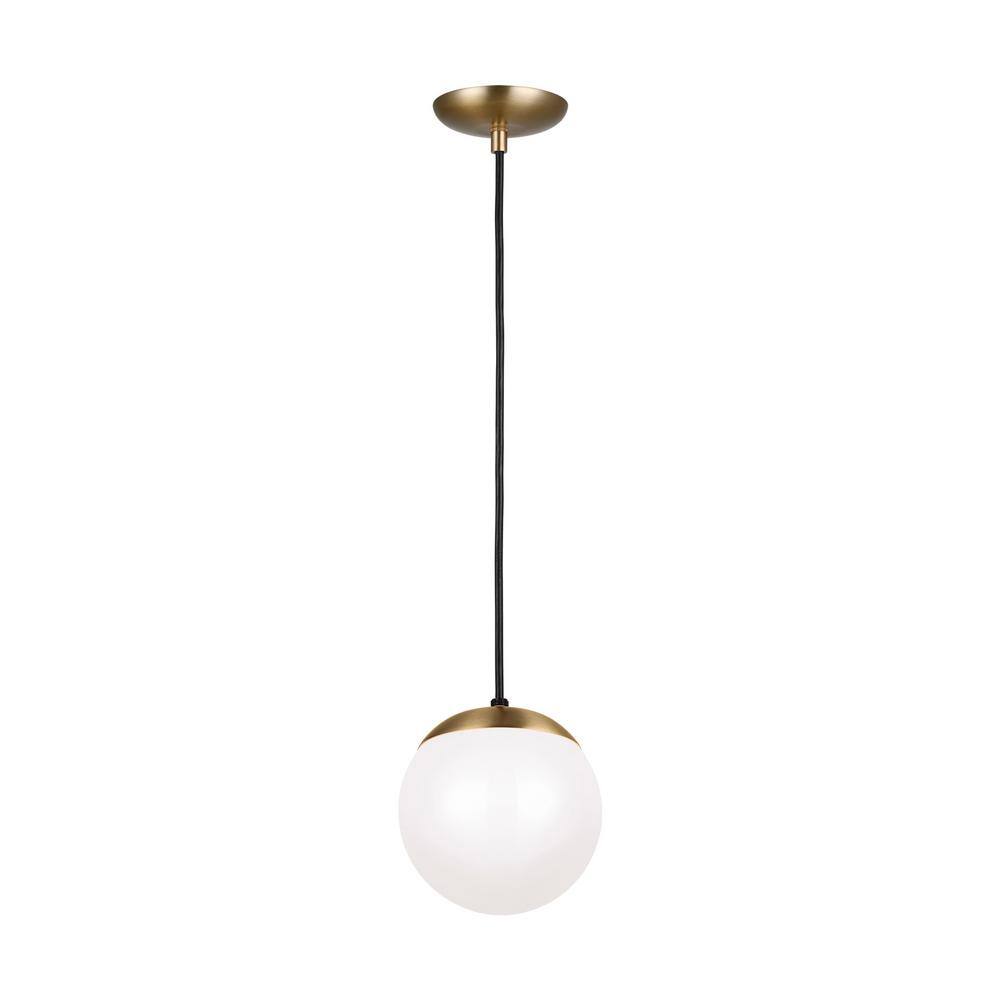 Leo Satin Bronze 8" Globe Pendant with White Steel Accents