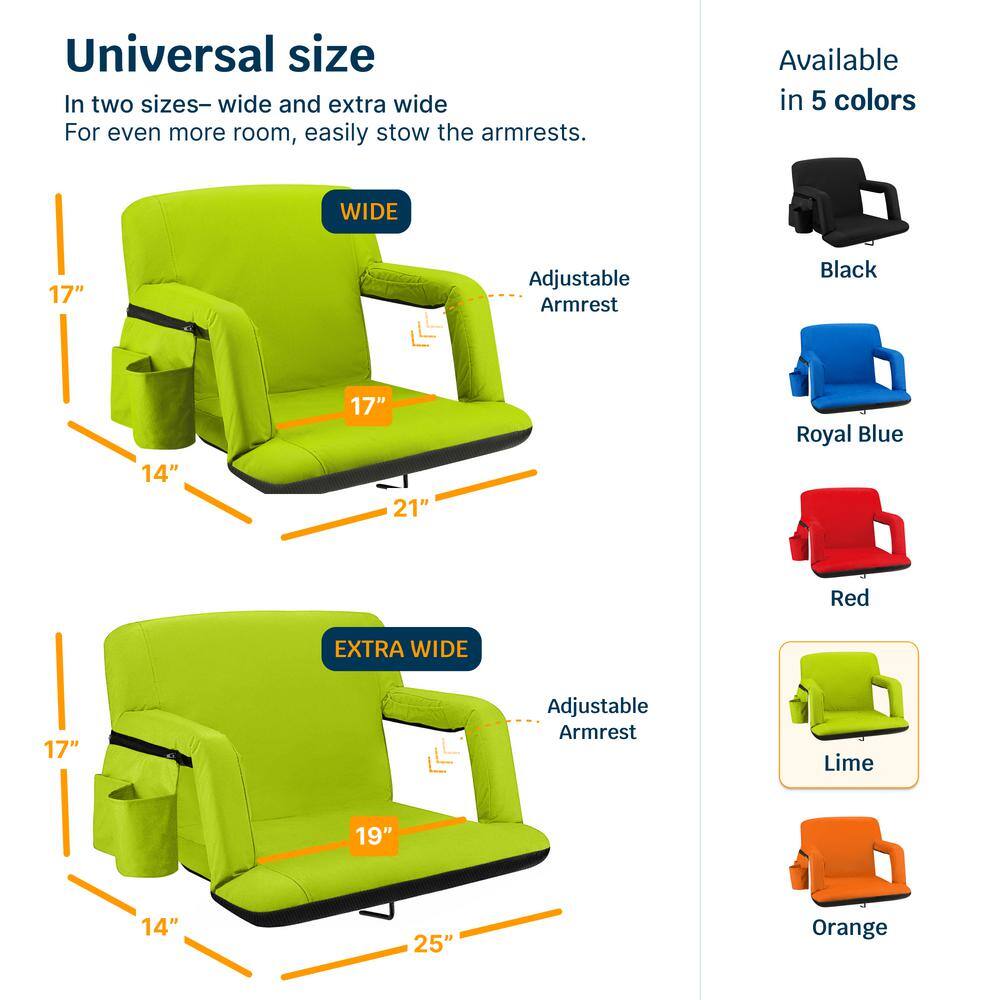 Alpcour Lime Green 21" Reclining Stadium Seat with Armrests