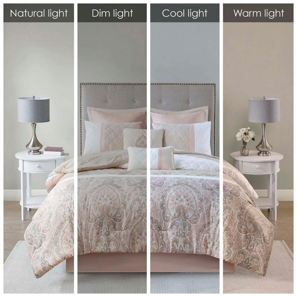 Blush Queen Microfiber 8-Piece Down Alternative Bedspread Set