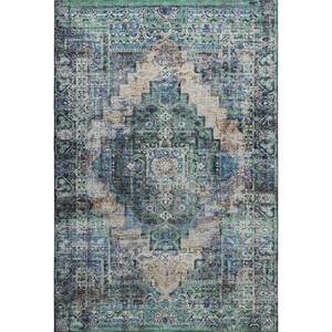 Mayfield Premium Machine Washable Abstract AMF2139 Green 5 ft. x 7 ft. 6 in. Area Rug